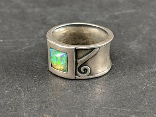 Vintage Navajo Fred Thompson? Sterling Silver Opal Ring Size 6 1/2 2