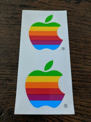 Vintage Apple Mac Computer Rainbow Logo Decal Sticker -