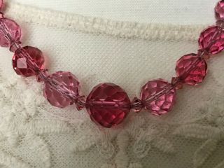 Vintage Czech Crystal Necklace with Cranberry,  Faceted Beads 3
