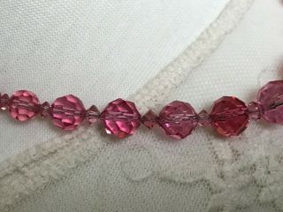 Vintage Czech Crystal Necklace with Cranberry,  Faceted Beads 4