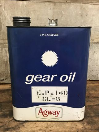 Vintage Agway Gear Oil 2 Gallon Can Gas Motor Oil Farm Car Truck Tractor