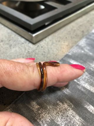 Vintage Faux Tortoise Shell Celluloid Snake Wrap Ring 5
