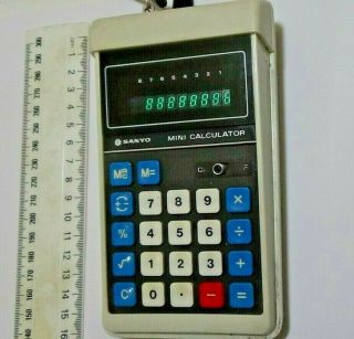 Vintage Sanyo " Mini " Calculator - Green Digits