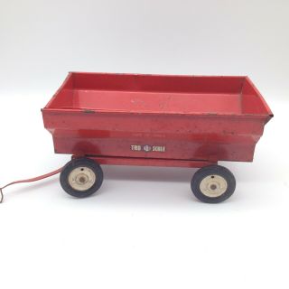 Vintage Tru Scale Red Farm Grain Wagon Steel Toy