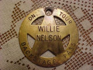 Vintage Willie Nelson On Tour Backstage Pass