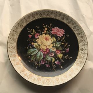 Vintage Norwegian Porcelain Decorative Plate Hand Painted Flowers