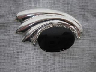 Large Vintage Taxco Mexico Sterling,  Onyx Brooch Pin Wow