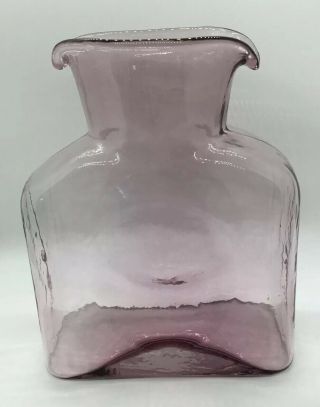 Vintage Blenko Orchid Or Amethyst 8 " Double Spout Water Bottle Pitcher Carafe