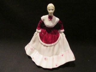 Carol Coalport Ladies Of Fashion Vintage Figurine Red & White Ballgown 3/84