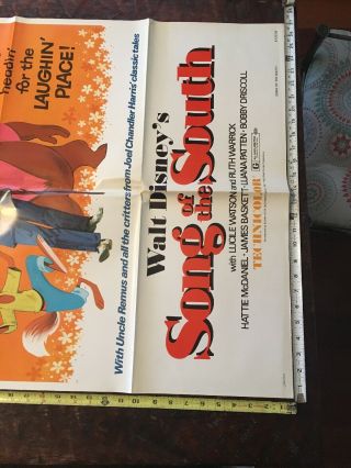 Vintage 1973 Re - release Disney Song Of The South Movie Theater Poster 4