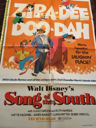 Vintage 1973 Re - release Disney Song Of The South Movie Theater Poster 7