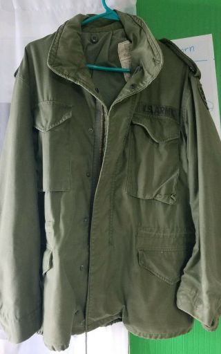Vintage Us Army Olive Drab Field Jacket Vietnam Size Medium Regular