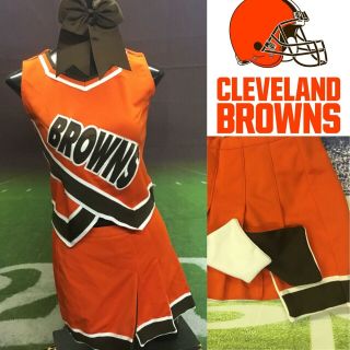 Real Cheerleading Uniform Cleveland Brown Vintage Girls 8/10