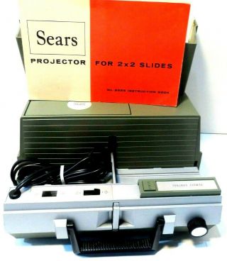 Vintage Sears Roebuck 2x2 Slide Projector 9886 W/instr.