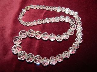 Vintage Art Deco Faceted Clear Glass Crystal Graduated Necklace Czech 1930 