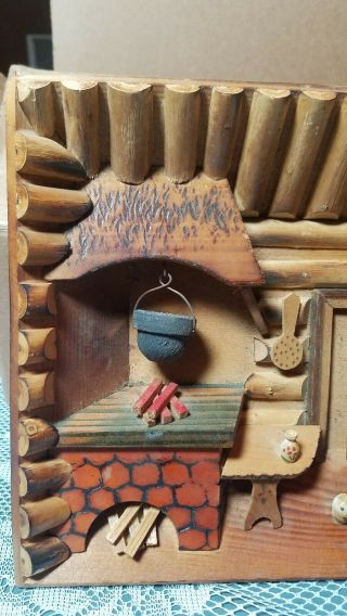 Vintage Folk Art Diorama 3 - D Wall Art Wooden Picture Cabin 15 X 8.  5 