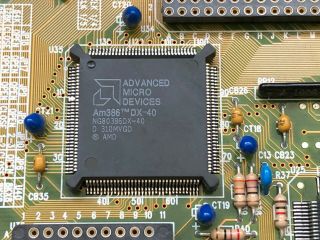 386 motherboard,  AMD 386DX - 40 CPU,  Opti chipset 3