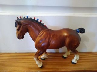 Breyer Clydesdale Horse Vintage With Red,  White And Blue Knobs