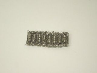 800 Silver Cannetile Filigree Panel Link Wide Vintage Bracelet with Pin Closure 2