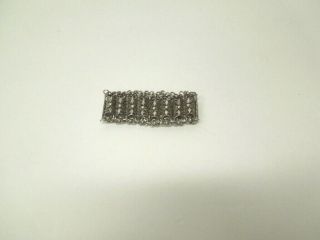 800 Silver Cannetile Filigree Panel Link Wide Vintage Bracelet with Pin Closure 3