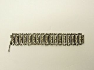800 Silver Cannetile Filigree Panel Link Wide Vintage Bracelet with Pin Closure 5