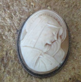 Vtg Shell Cameo Pin,  Brooch Madonna/virgin Mary