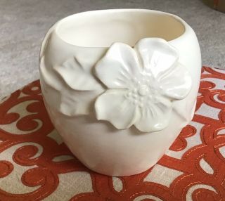Vtg Weller Vase Matte White Flower Art Deco