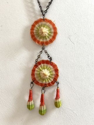 Vintage Necklace Mini Woven Straw Sumbreros 2