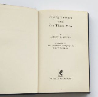 Albert Bender FLYING SAUCERS AND THE THREE MEN (Hardcover,  1963) UK 1st Edition 2