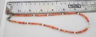 Vintage pink coral bead necklace w/pearls 5