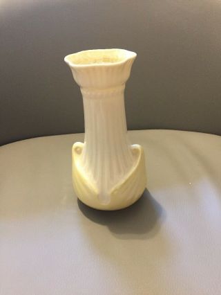 Vtg Belleek Ireland Porcelain Vase 6 1/2 " Cream & Yellow Luster 7th Marking