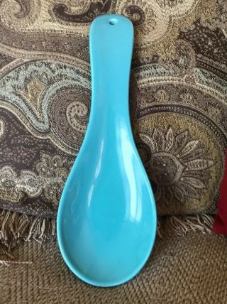Vintage Turquoise Teal Ceramic Spoon Rest Japan