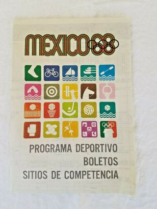 Vintage 1968 Mexico Olympics Official Sports Sites & Tickets Program