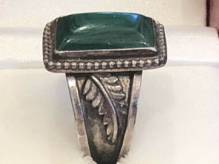 Navajo Sterling Silver Green Vintage Native American Feather Sz 11.  5 Ring 5