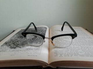 Vintage American Optical 6 Eyeglasses Eyewear Black Plastic Nerd Geek Hipster
