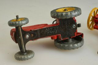 Vintage Dinky England - Red Yellow Massey Harris Tractor with Hay Rake Farming 4