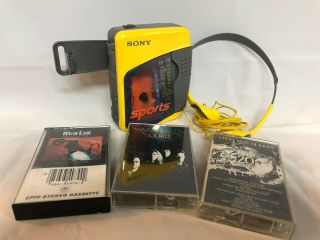 Vintage Sony Sports Walkman Wm - Fs397 Cassette Bundle Headphones