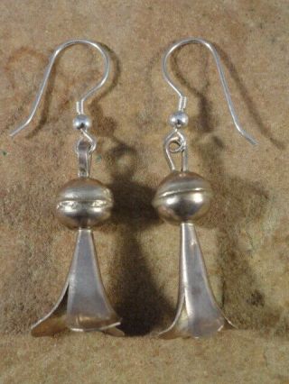 Small Vintage Navajo Sterling Silver Squash Blossom Earrings