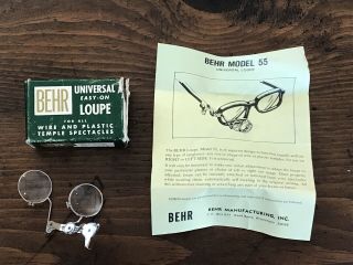 Vintage Universal Model 55 Loupe For Wire & Plastic Glasses 1940 
