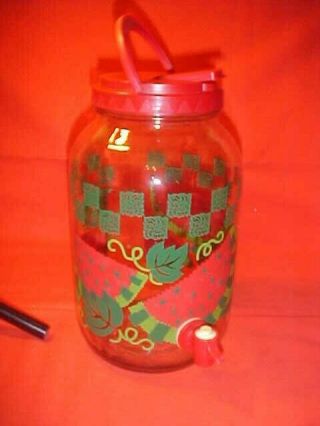 Vintage Fun & Colorful Watermelon Sun Tea Jar Gallon Glass Jug Drink Spigot