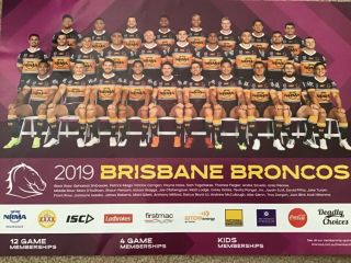 Nrl 2019 Brisbane Broncos Official Team Poster,  Premiers Champions Storm Eels