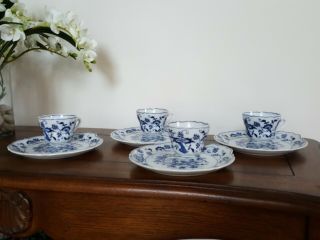Vintage Blue Danube Set Of 4 Snack Set - Plates And Cups