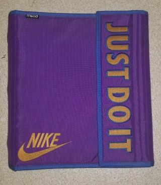 Vintage Nike Swoosh Mead Trapper Keeper Binder Purple Orange Just Do It 1994