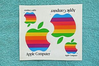 Vintage Sheet Of 4 Rainbow Design Apple Computer Decal Stickers Last One