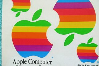 Vintage Sheet of 4 Rainbow Design Apple Computer Decal Stickers LAST ONE 2
