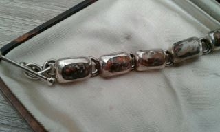Gorgeous Vintage Chunky Mexican Silver & Agate Bracelet