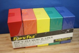 (5) Flip N File 3.  5 " Floppy Disk Cases - Multi Color - Hold 10 Diskettes Each