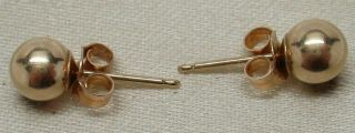 Vintage Solid 14k Yellow Gold Classic Ball Stud Earrings - Gorgeous,  L@@k