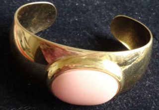 MONET Vintage Bracelet Pink Cabochon Gold Bangle 2