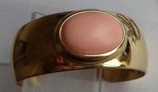 MONET Vintage Bracelet Pink Cabochon Gold Bangle 3